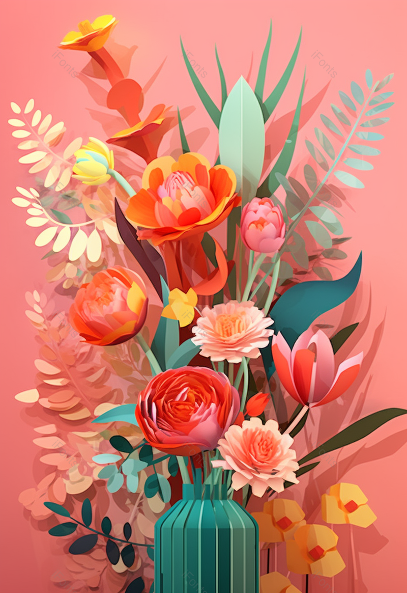 春天初夏花瓶插花一束花花卉花朵开花背景粉色浪漫插画,插画/手绘图,插画/手绘图库,插画/手绘图下载,插画/手绘